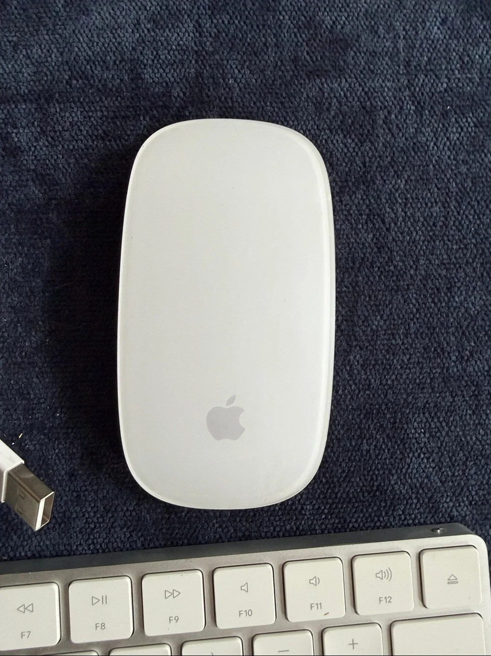 Apple Magic Keyboard and mouse with charging cable. Both are wireless